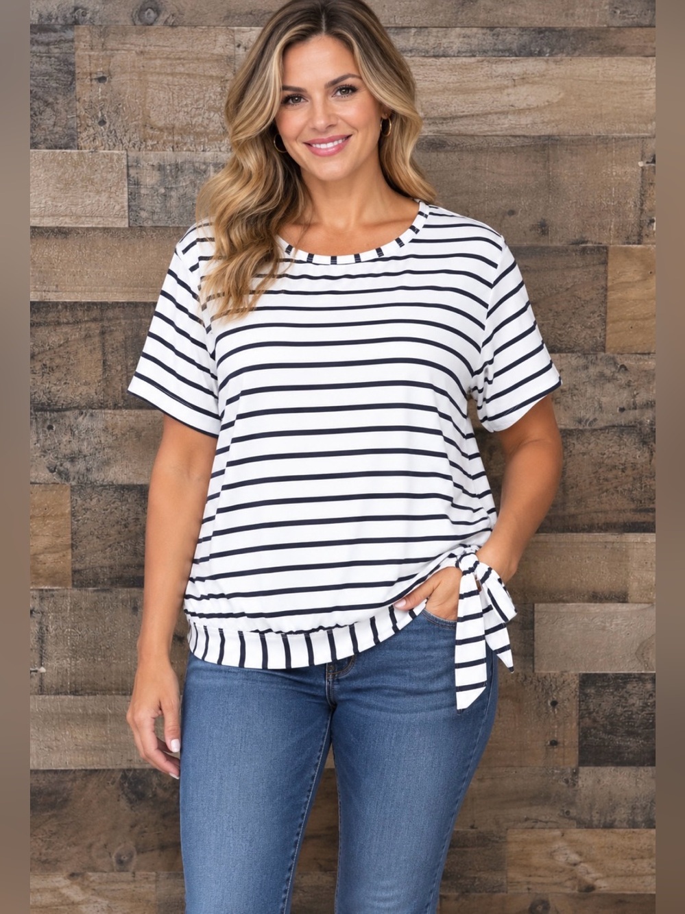Kona Sol White Black Striped Tie Shirt Short Sleeve XL